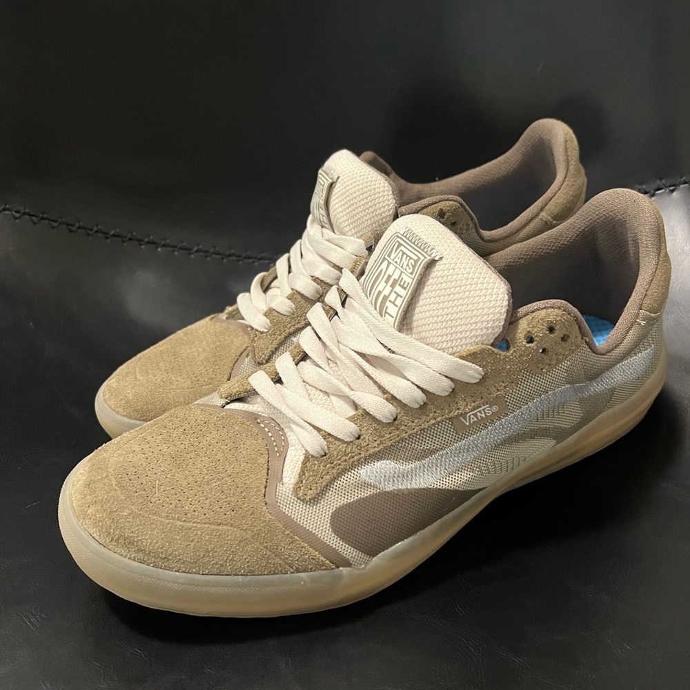 Vans Men's Suede and Mesh Sneakers in Tan and White